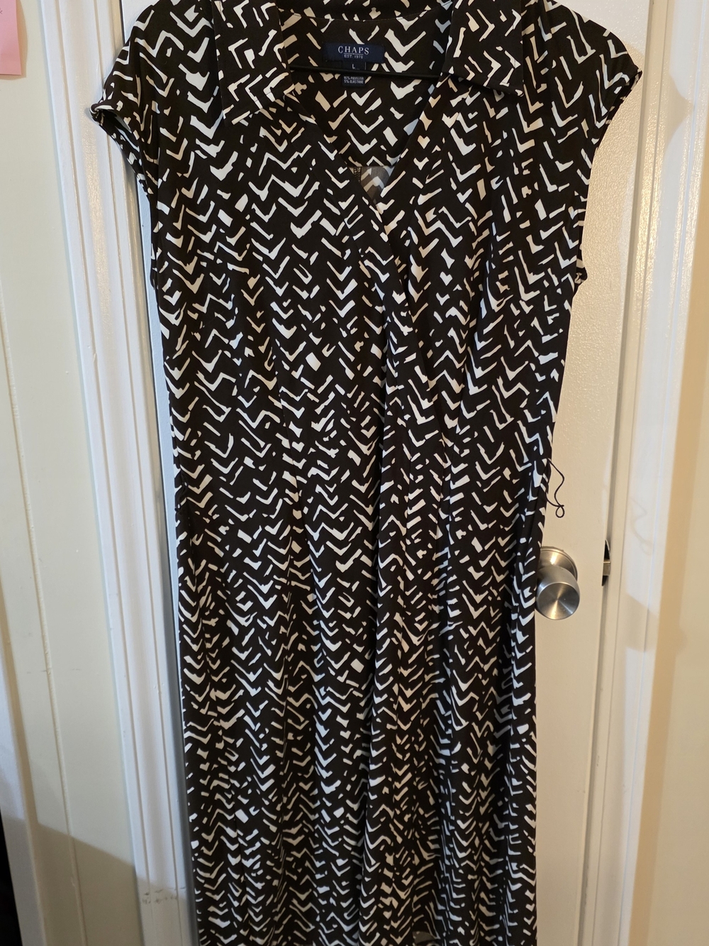 Chaps Brown & White Patterned Short-Sleeve Maxi Dress